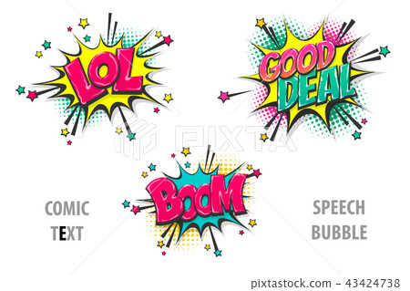 Set comic text speech bubble lol, boom 43424738