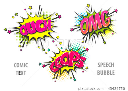 Set comic text speech bubble ouch omg oops Set comic text speech bubble ouch omg oops 43424750