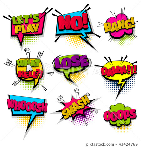 Set hand drawn effects comic speech bubbles 43424769