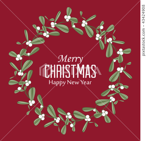Christmas wreath with branches and mistletoe 43424908