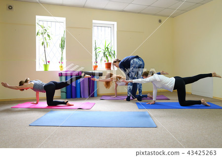 Three young women in yoga classes 43425263