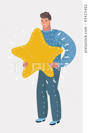 Man holding a big golden star. 43425482