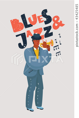 Colorful trumpeter character. 43425485