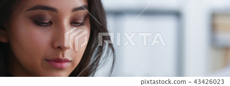 portrait of young brunette business lady study documents 43426023