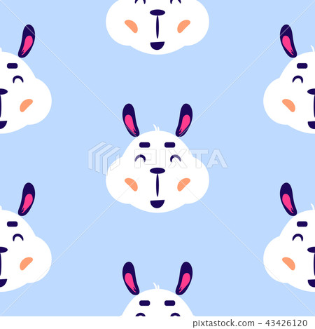 Lama cute smiling childish vector blue seamless repeat pattern. Lama cute smiling childish vector blue seamless repeat pattern. 43426120