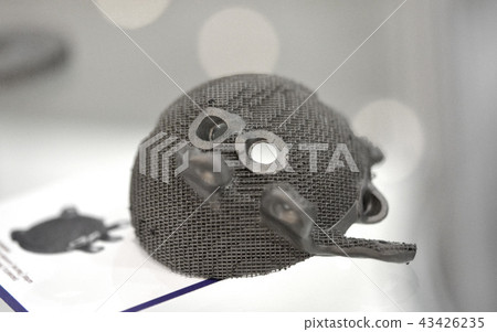 Selective Laser Melting. Object printed on metal 3d printer close-up. 43426235