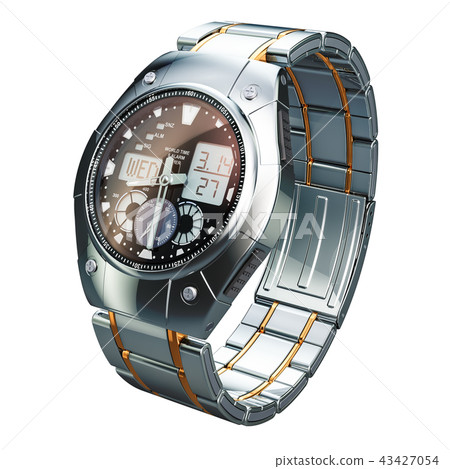 Analog Digital Wrist Watch for men, 3D rendering 43427054