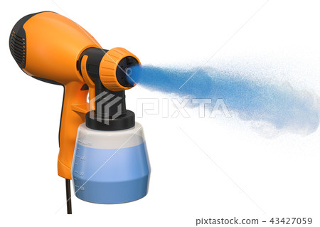 Electric paint spray gun working, 3D rendering 43427059