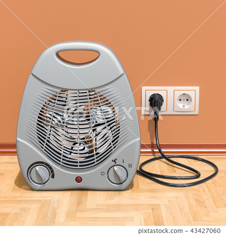 Fan heater in interior, 3D rendering 43427060