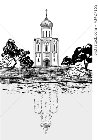 Russian landscape Suzdal city church Tourist view Russian landscape Suzdal city church Tourist view 43427155