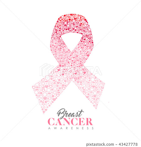 Breast Cancer Care card of pink ribbon icon shape Breast Cancer Care card of pink ribbon icon shape 43427778
