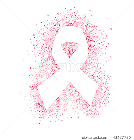 Breast Cancer Awareness pink ribbon icon shape 43427780