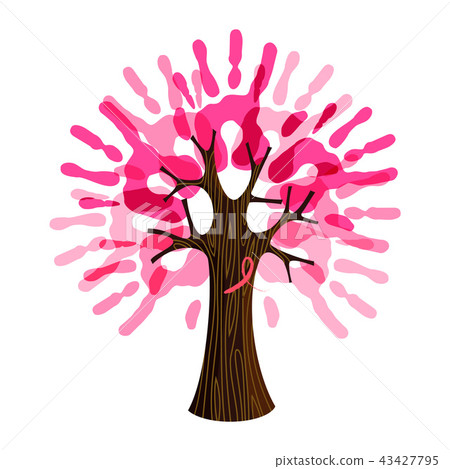 Breast Cancer Care pink hand tree for charity help 43427795