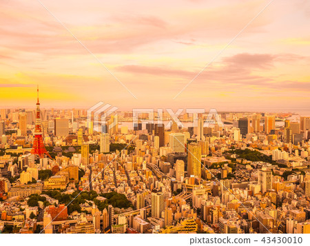 Beautiful Aerial view of architecture and building around tokyo city at sunset time Beautiful Aerial view of architecture and building around tokyo city at sunset time 43430010
