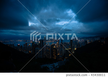Hong Kong, night view, thunderstorm, night Hong Kong, night view, thunderstorm, night 43430011