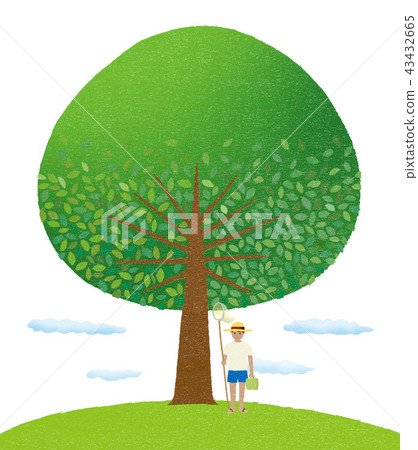Summer tree and boy 03 Print style 43432665