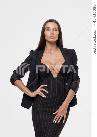 Passionate lady with deep neckline 43433080
