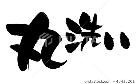 毛筆字符[丸洗]的手繪徽標 43433201