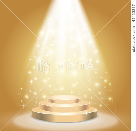 金登上領獎台和發光聚光燈 43433257