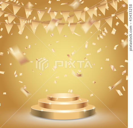 Golden podium and confetti Golden podium and confetti 43433258
