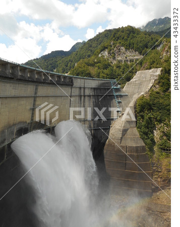 Kurobe Dam's water discharge and rainbow Kurobe Dam's water discharge and rainbow 43433372