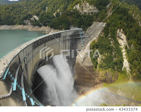 Kurobe Dam's water discharge and rainbow 43433374