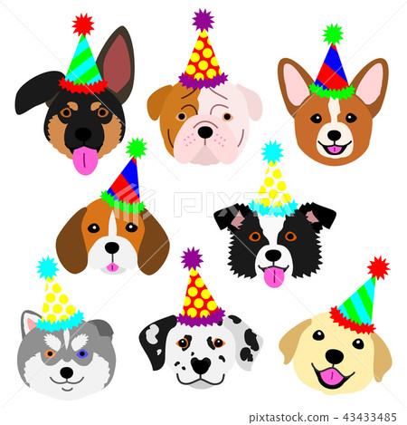 Cute beagle puppies in Santa Claus hats on white background Stock Photo -  Alamy