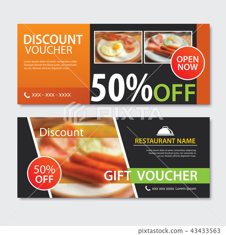 Discount voucher breakfast template design. Discount voucher breakfast template design. 43433563