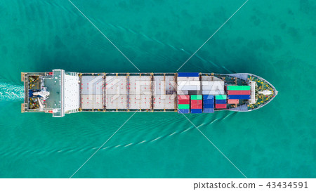 Aerial view container ship for delivery containers 43434591