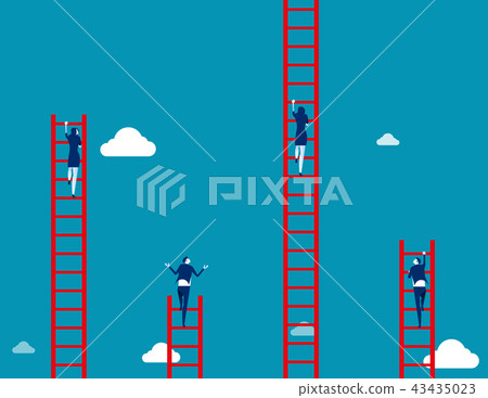 Business team climbs to the ladder. - Stock Illustration [43435023] - PIXTA