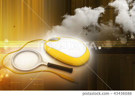 Search Concept. Magnifying Glass with Computer Search Concept. Magnifying Glass with Computer 43436086