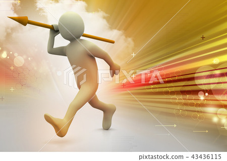 3d man throws a spear 43436115