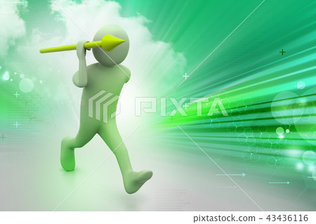3d man throws a spear 43436116
