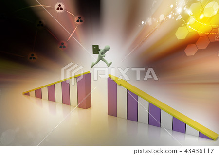 .person jumping over graphic chart .person jumping over graphic chart 43436117