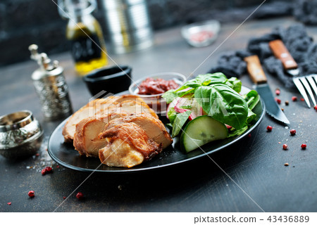 meat with salad meat with salad 43436889