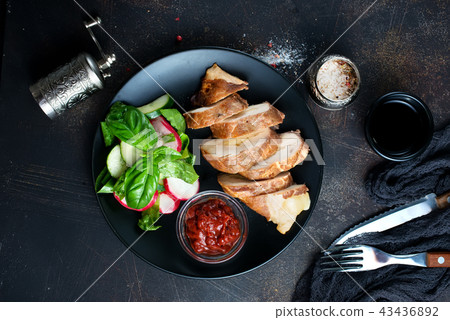 meat with salad meat with salad 43436892