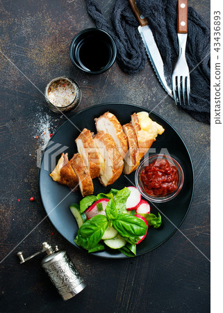 meat with salad meat with salad 43436893