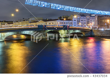 Belinsky Bridge over the Fontanka River at night 43437034
