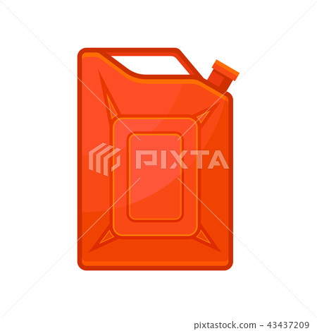 Canister for petrol. Car fuel. Bright orange metal container. Flat vector element for poster or Canister for petrol. Car fuel. Bright orange metal container. Flat vector element for poster or 43437209