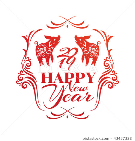 2019 Year of The Pig Greeting Card 2019 Year of The Pig Greeting Card 43437328