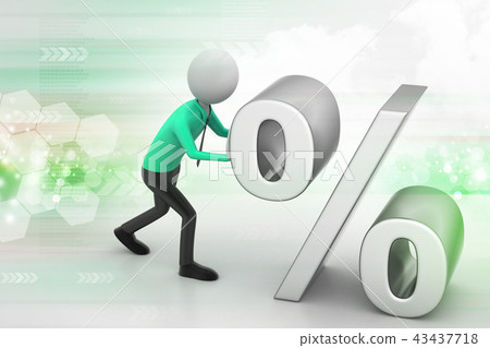 3d man pushing percent sign 3d man pushing percent sign 43437718