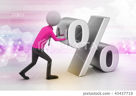 3d man pushing percent sign 43437719