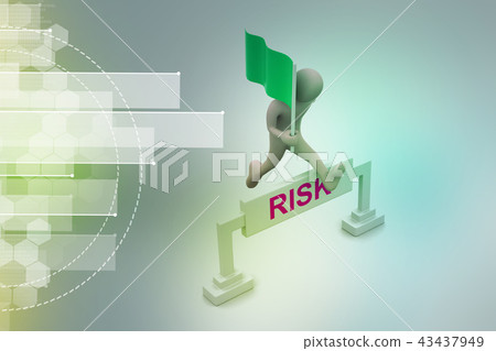person jumping over word risk with flag - Stock Illustration [43437949 ...