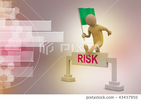 Run The Risk person jumping over word risk with flag - Stock Illustration [43437950 ...