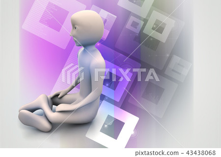 3d man in meditation 43438068