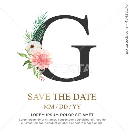 Alphabet G flower font made of paint watercolor. Alphabet G flower font made of paint watercolor. 43438170