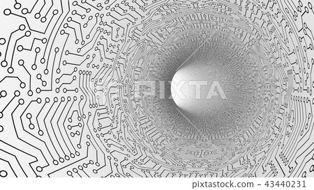 White tunnel in highway with circuit board White tunnel in highway with circuit board 43440231