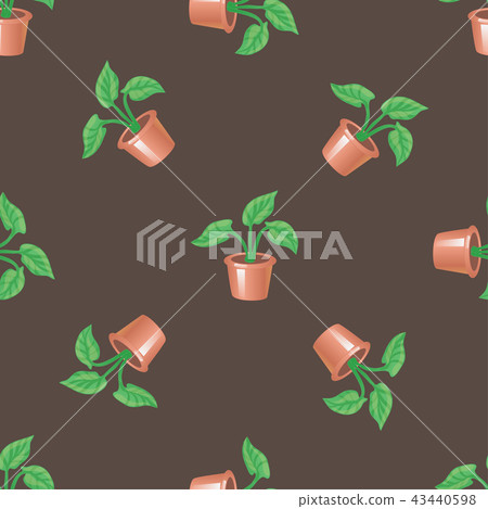 Vector seamless pattern with pot and plant  43440598