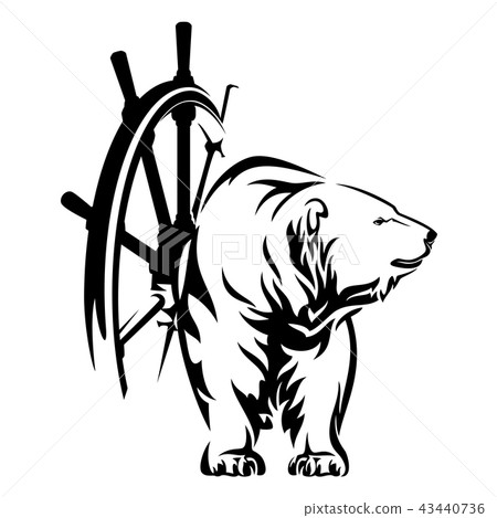 polar bear sailor and ship helm vector 43440736