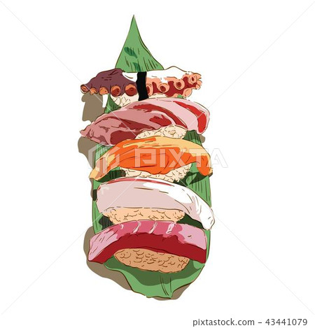 Japanese food vector in hand drawn style. Sushi - Stock Illustration ...